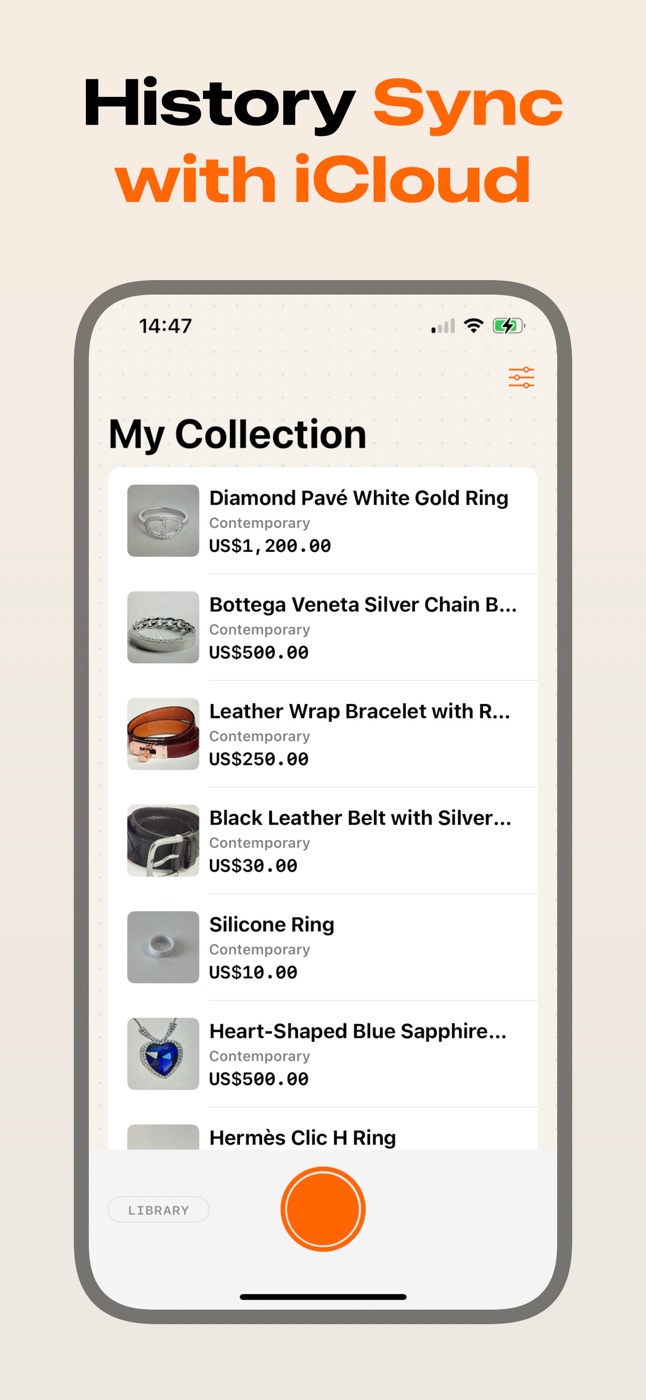 Your jewelry collection, synced with iCloud